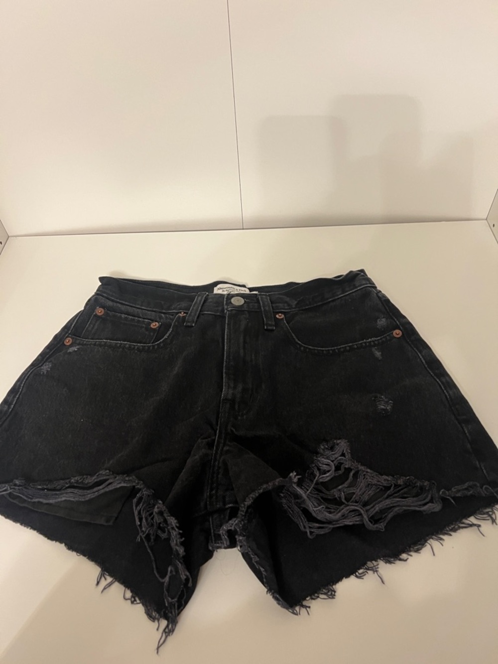Abercrombie & Fitch Black Distressed Denim Cutoff Shorts